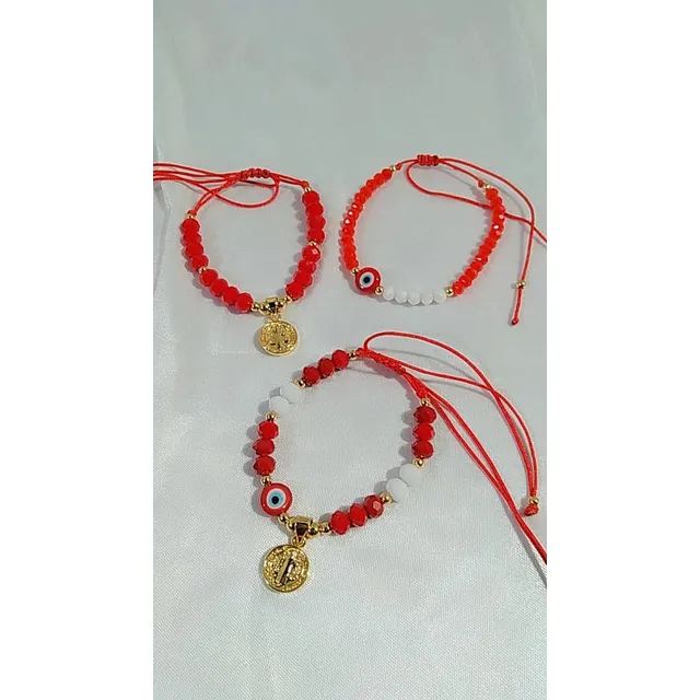 Pulseras Rojas De Cristales