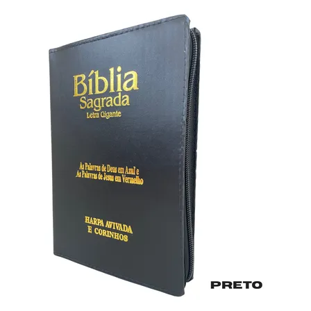 Bíblia Sagrada Para Evangelismo Letra Normal Slim Gigante Arc Almeida Corrigida Harpa Cristã Palavras De Jesus Em Vermelho Zíper Índice