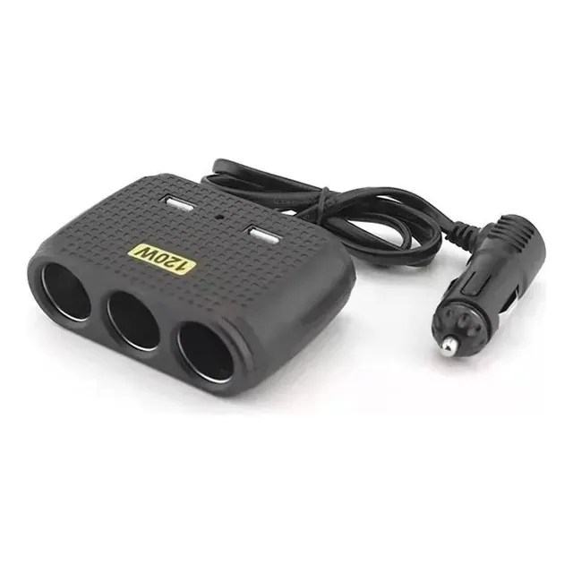 Adaptador Para Enchufe Encendedor Auto 1 A 3 +2 Usb Cargador