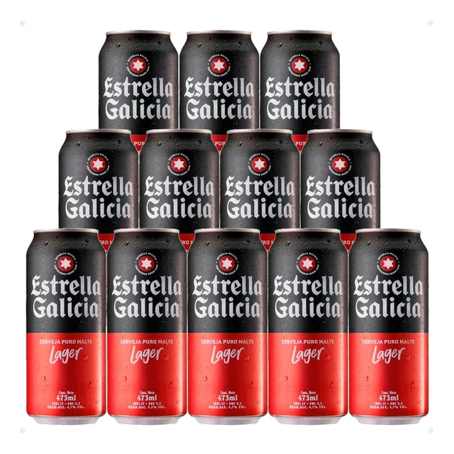 Cerveza Estrella Galicia Lager Lata 473 Ml Pack X 12 Unidades - Otec