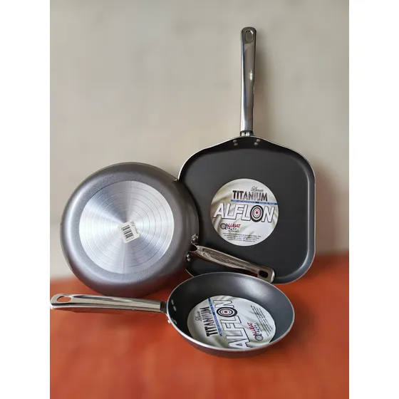 Juego De 2 Sartenes Y Plancha Alubat Linea Titanium!
