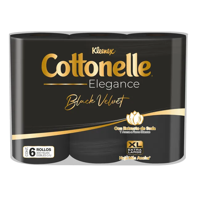 Papel Higiénico Cottonelle Black 200 Hojas Dobles 6 Rollos