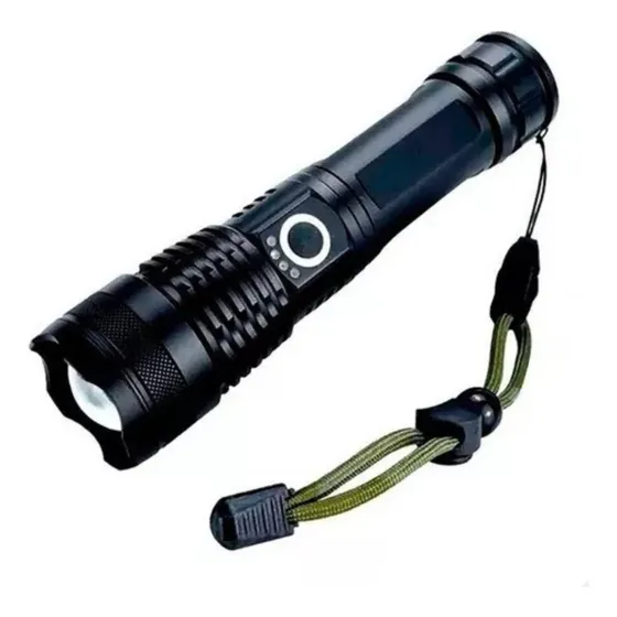 Lanterna Tática T9 Bqn P50 Mais Forte Do Mundo Longo Alcance Militar 1000 Metros Led Cree Zoom Sabre De Luz Buyquicknow Cor Preto Alça Nylon Usb