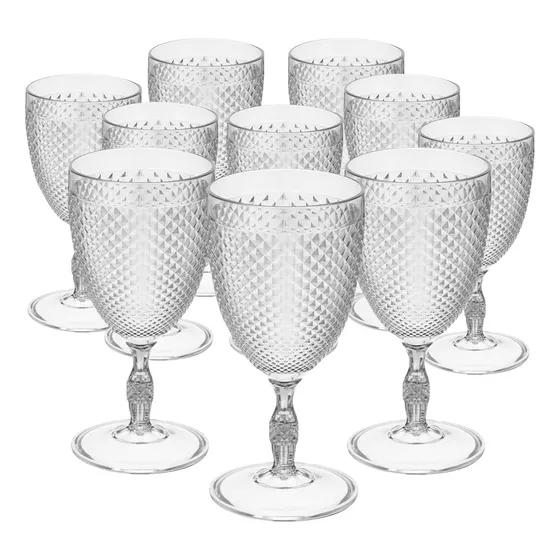 Kit Com 10 Taças Bico De Jaca Acrílico Para Suco, Água