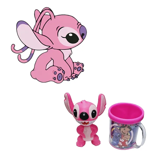 Kit Caneca Com Boneco Desenho Homem Aranha Stich Vingadores