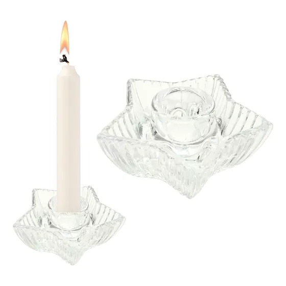 Candelabro Porta Vela De Cristal Cortado Vidrio Decorativo