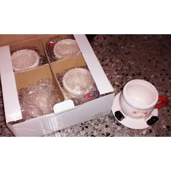 Tazas De Café Navideñas Con Plato
