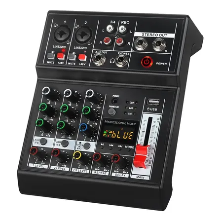 Mesa De Som De 4 Canais Com Bluetooth Usb Mp3 Digital Mixer