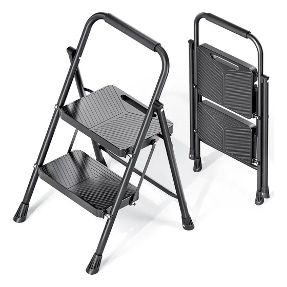 Escalera De 2 Escalones Plegable En Acero Resistente A 500 L