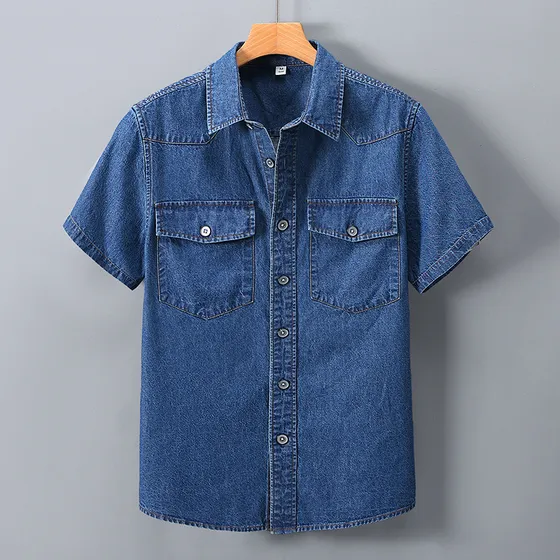 Camisa Vaquera De Talla Grande Para Hombre, Fina, De Algodón