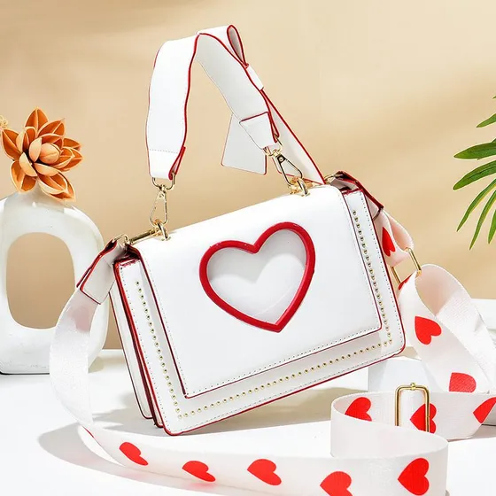 Cartera Coreana Corazón Bandolero Bolso Mujer 2025