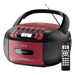 Cd Boombox Portátil Com Rádio Am/fm Red And Black 127/220v