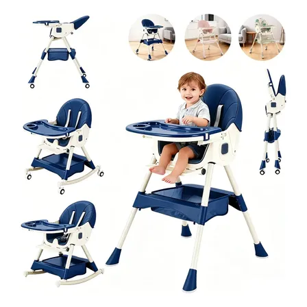 Cadeira Portátil De Alimentação Para Bebê Altura Ajustável Cor Azul-celeste Cadeira De Jantar Infantil