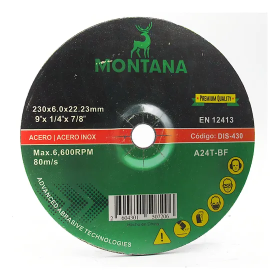 Disco Desbaste 9\'\' Metal Montana 230x6.5mm 5 Unidades