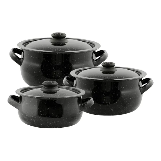 Juego Set X 3 Cacerolas Ollas Enlozada Vitrificada Jovifel 