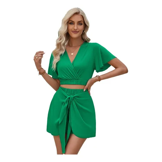 Conjunto De 2 Piezas De Pantalones Cortos Lisos A La Moda
