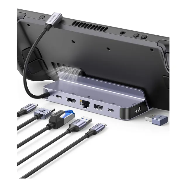 Ugreen Steam Deck Dock, 6 En 1 Docking Station Usb C Con Hdmi 4k@60hz, Gigabit Ethernet, Puertos Usb C 5 Gbps, 2 Usb A 3.0, 100w Pd Carga, Compatible Con Steam Deck, Switch, Rog Ally