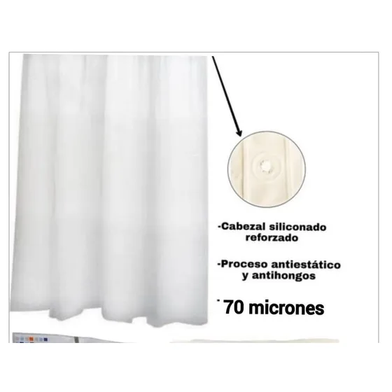 Protector Para Cortina De Baño 70 Micrones Pvc. Eliplast Color Blanco Liso