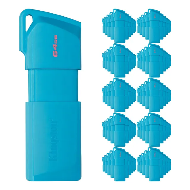 Kit 100 Memorias Usb Kingston 64gb 3.2 Data Kc-u2l64-7lb Color Azul Exodia M