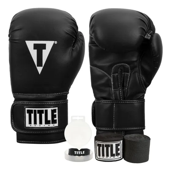 Kit Luva De Boxe Muay Thai Title Essentials Bandagem + Bucal