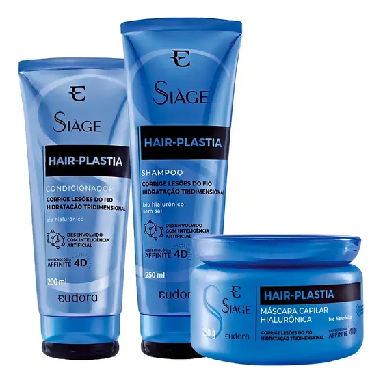 Kit Eudora Hair Plastia Shampoo Condicionador Máscara