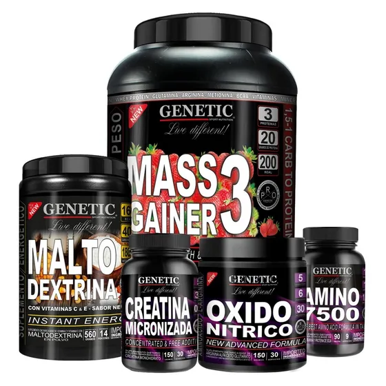 Combo Anabol 5 Gainer Creatina Aminoácidos Genetic