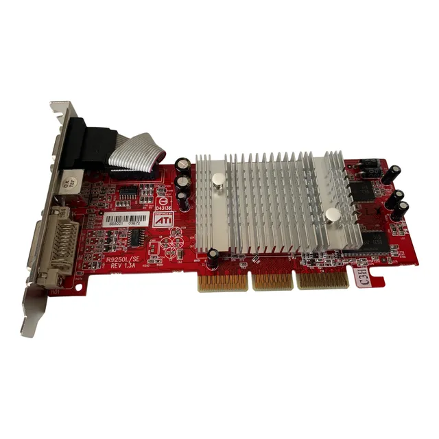 Placa Vídeo Vga Dvi Agp Ati Radeon R9250l 128mb Antiga