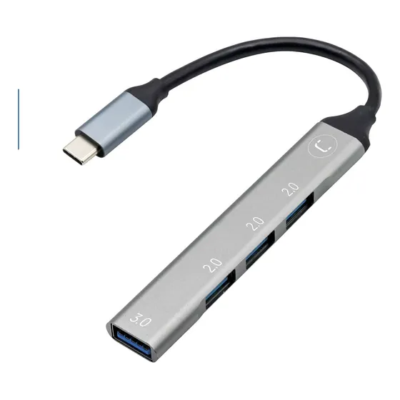 Hub Adaptador Unno Tekno 4 En 1 Usb 4 Puertos 3.0