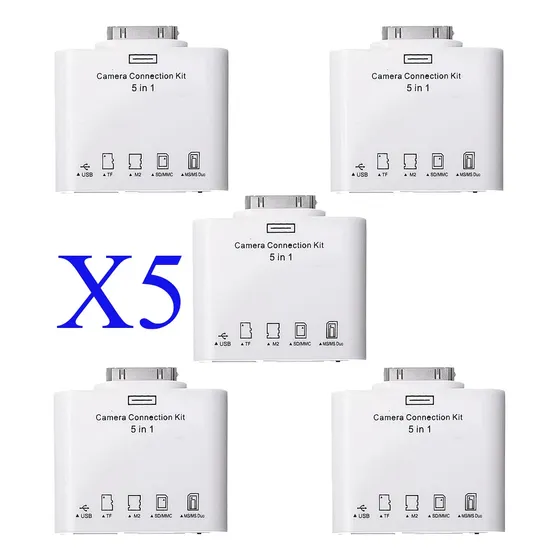 Adaptador Conector 5 En 1 Para iPad  Memoria Sd Camara Usb