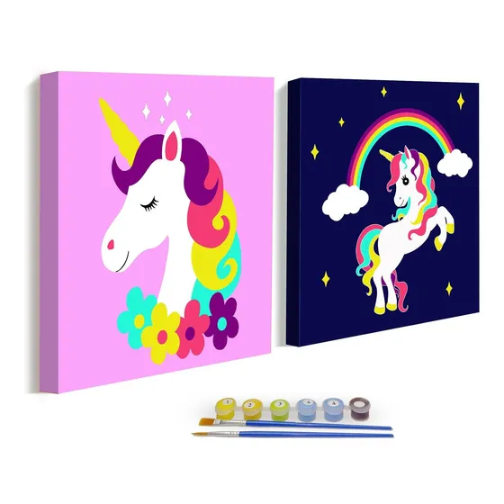 2 Kits Pintura Facil Numero Para Niño Oleo Mayor Juego 8