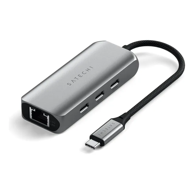 Hub Satechi Usb-c 4 En 1 ( 3 Usb-a 3.2 / Puerto Ethernet ) Color Space gray