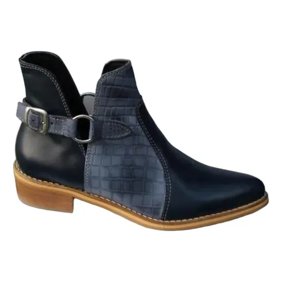 Botas Aba En Cuero Semi Abiertas Con Hebilla- Enora.uy