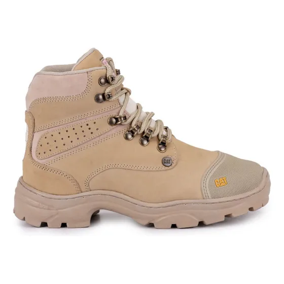 Bota Caterpillar En Cuero Dama .9820 Gris Rosa