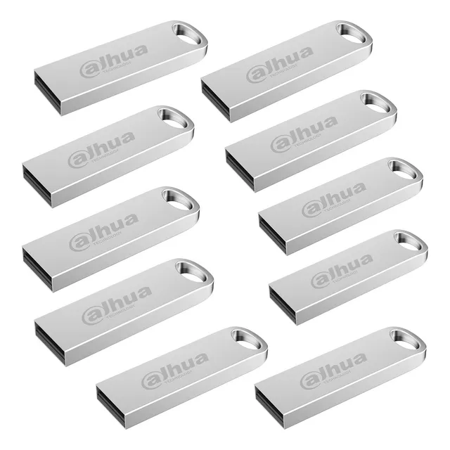 Dahua Línea U106 Kit De 40 Memorias Usb Flash Drive 64gb Diseño Metálico 2.0 Lectura De Hasta 25 Mbs Escritura De Hasta 10 Mbs Ideal Para Todo Tipo De Trabajo Um6440-usb-u106-20-64gb Plateadas