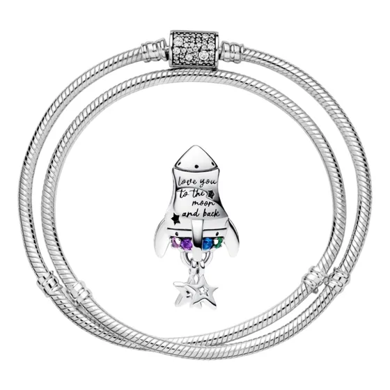 Brazalete Pulsera Pandora Original Doble + Charm Amor Espaci