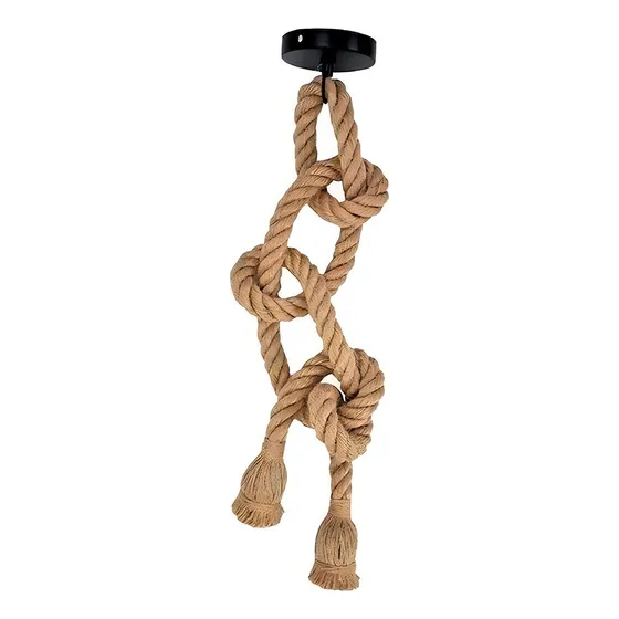 Luminária Corda Dupla 1 Mt Cada Lado Pendente Rústico Cor Sisal 127/220V