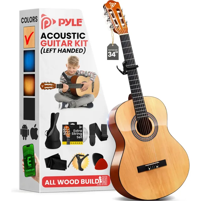 Guitarra Acústica Pyle Para Zurdos Para Principiantes Y 1/2 