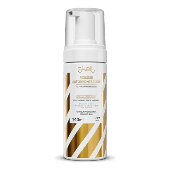 Skelt Mousse Autobronzeador Glow 140ml | Bronzeado Instantâneo, Efeito Natural, Fórmula Hidratante, Textura Leve, Não Oleoso, Secagem Rápida, Acabamento Uniforme | Todos os Tipos de Pele