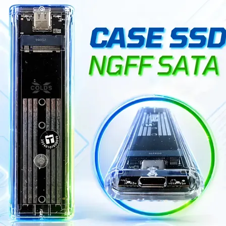 Case Ssd M2 Ngff Sata Usb-c Cabo Usb-a Alta Velocidade Compacto Transparente Gaveta Externa Xcold's