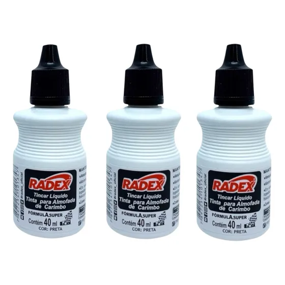 3 Tinta Para Carimbo Alto Rendimento Escolar Escritório 40ml