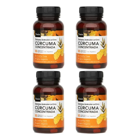 Natier Cúrcuma Concentrada Pack 4 Sistema Inmune 50caps. C/u