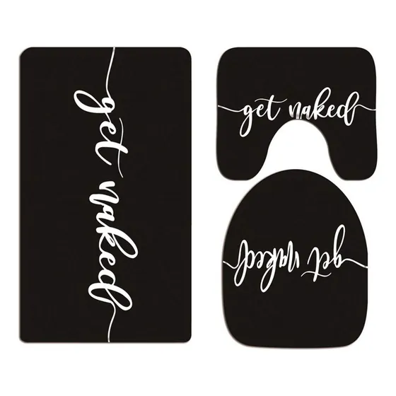 3 Alfombrilla Baño Color Blanco Negro Texto Ingl  Get