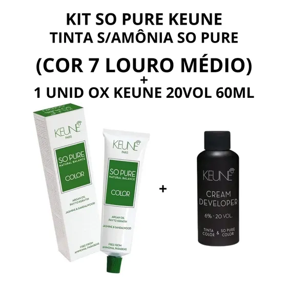 Kit Keune So Pure Color Tinta Escolher Cor + Oxig 20vol 60ml