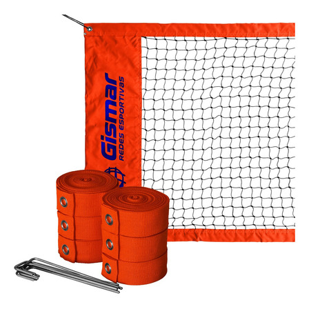 Kit Beach Tennis Laranja - Rede 4 Faixas Pro + Fita Marcação Kit Beach Tennis Laranja - Rede 4 Faixas Pro + Fita Marcação