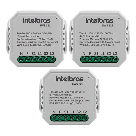 Kit 3 Minicontrolador Smart Wifi Com Entrada Para 2 Interrup