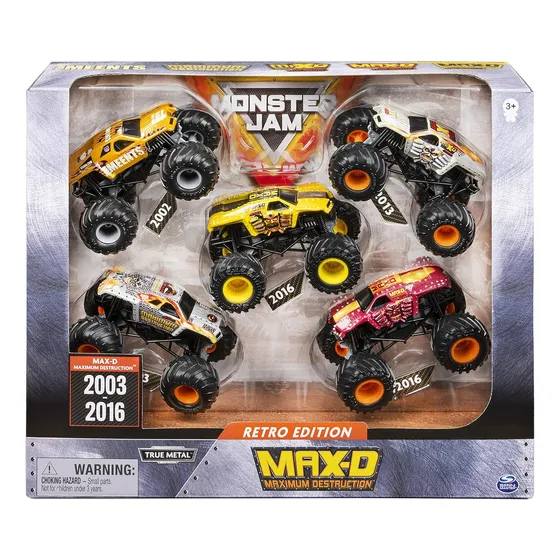 Pack De 5 Truck Monster Jam Retro Max-d