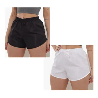 Kit 2 Short Feminino Tactel Esportivo Moda Praia Tecido Leve Kit 2 Short Feminino Tactel Esportivo Moda Praia Tecido Leve