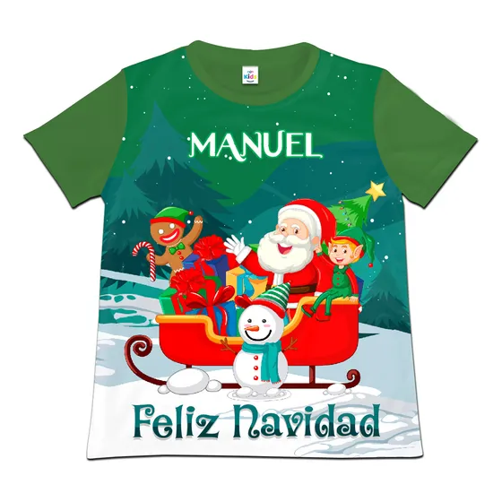 Camisa Franela Niño Niña Feliz Navidad Navideña Poliester