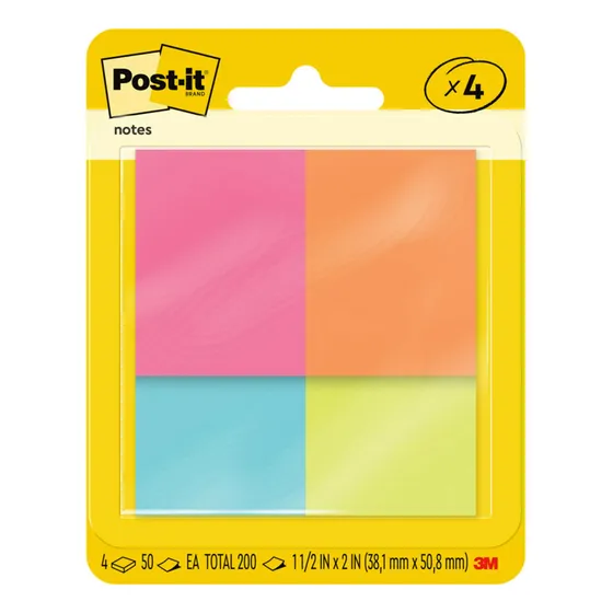 Miniblocs De Notas Adhesivas Post-it De 4 X 5 Cm, 50 Hojas, 