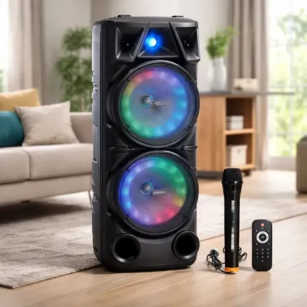 Torre De Som Graves Potentes Bass Boost, Iluminação Colorida, Karaokê, Party Speaker Caixa De Som Amplificada Caixa De... 5v Preto